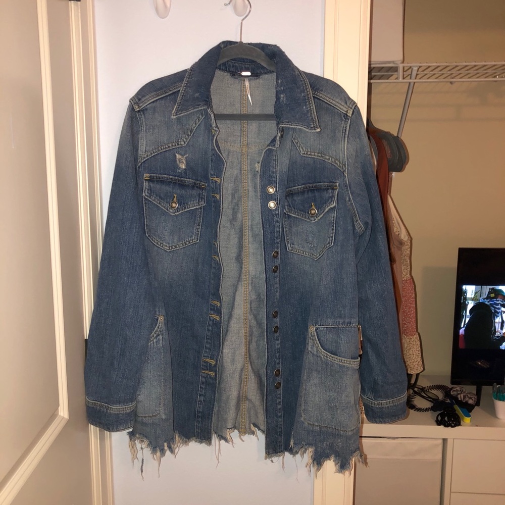 NWOT Free People Moonchild Denim Shirt Jacket - Picture 4 of 6